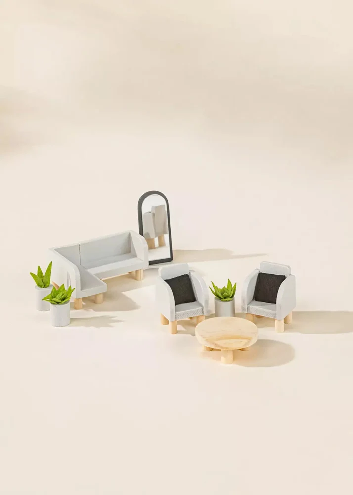 Coco Village Wooden Doll House Living Room Furniture (10pcs) - Image 12