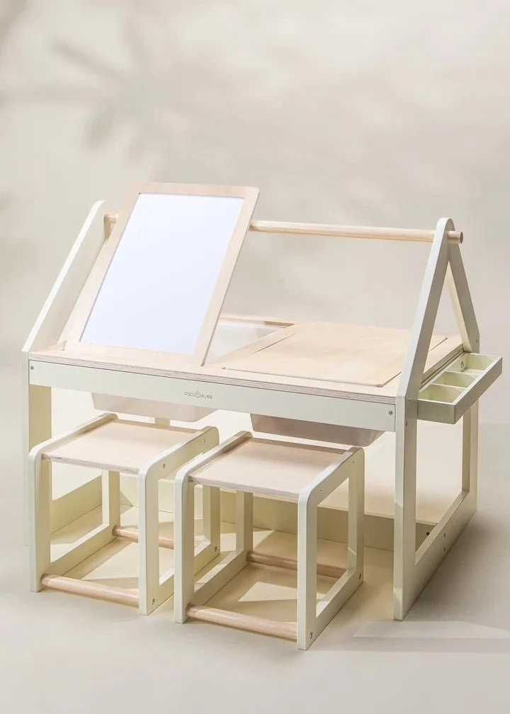Coco Village Multifunction Wooden Art&Sensory Table W/ Stools - Image 2