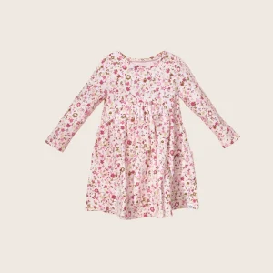 rise little earthling Fleece Swing Dress TGHDR57 - Light Pink All-Over-Print / 12-18m