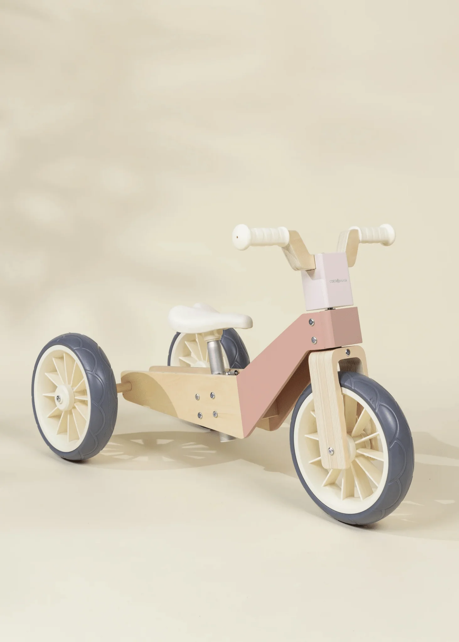 Coco Village Evolutive Wooden Balance Bike - 3 in 1 - Petunia