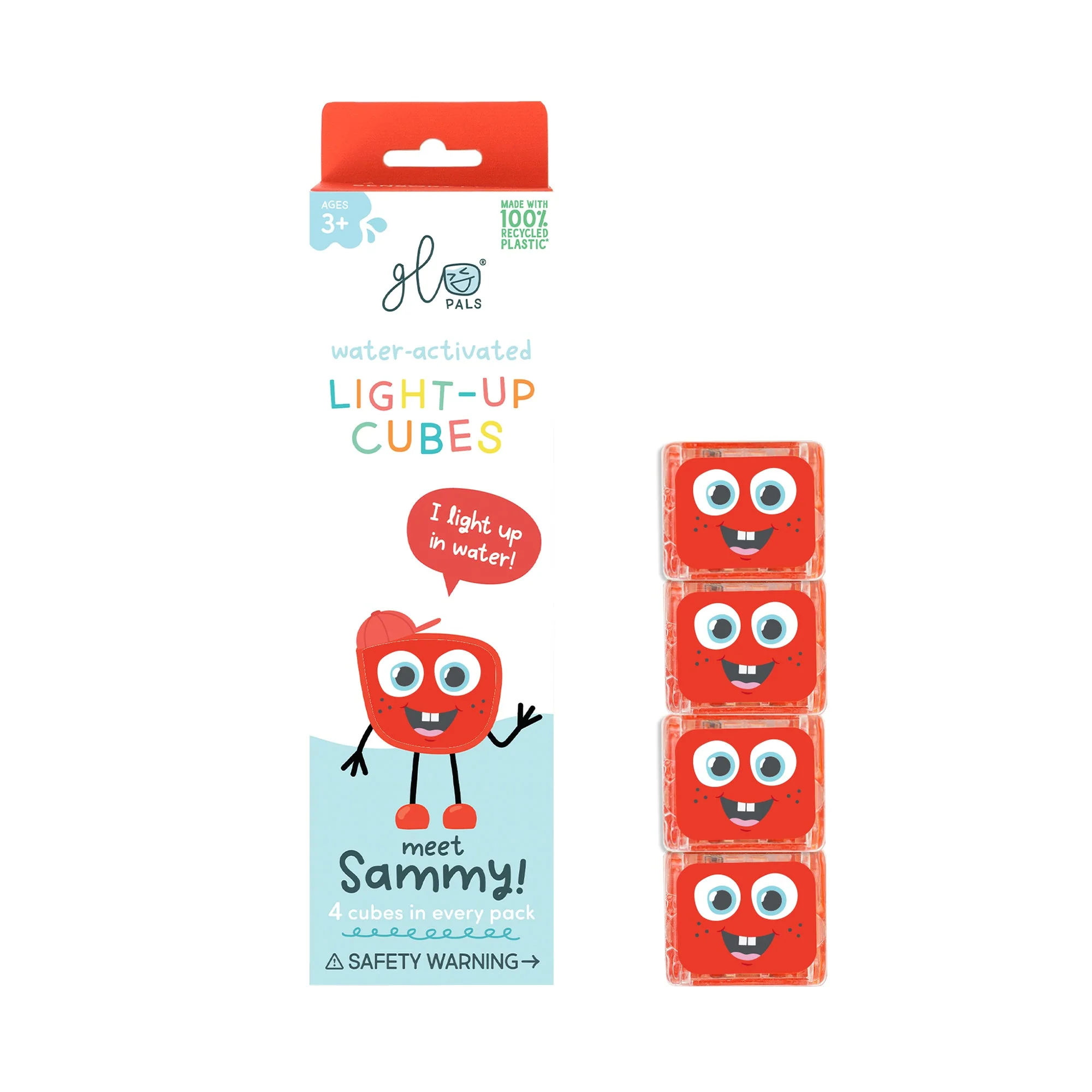 Glo Pals - Light Up Cubes 4pk - Sammy - Red