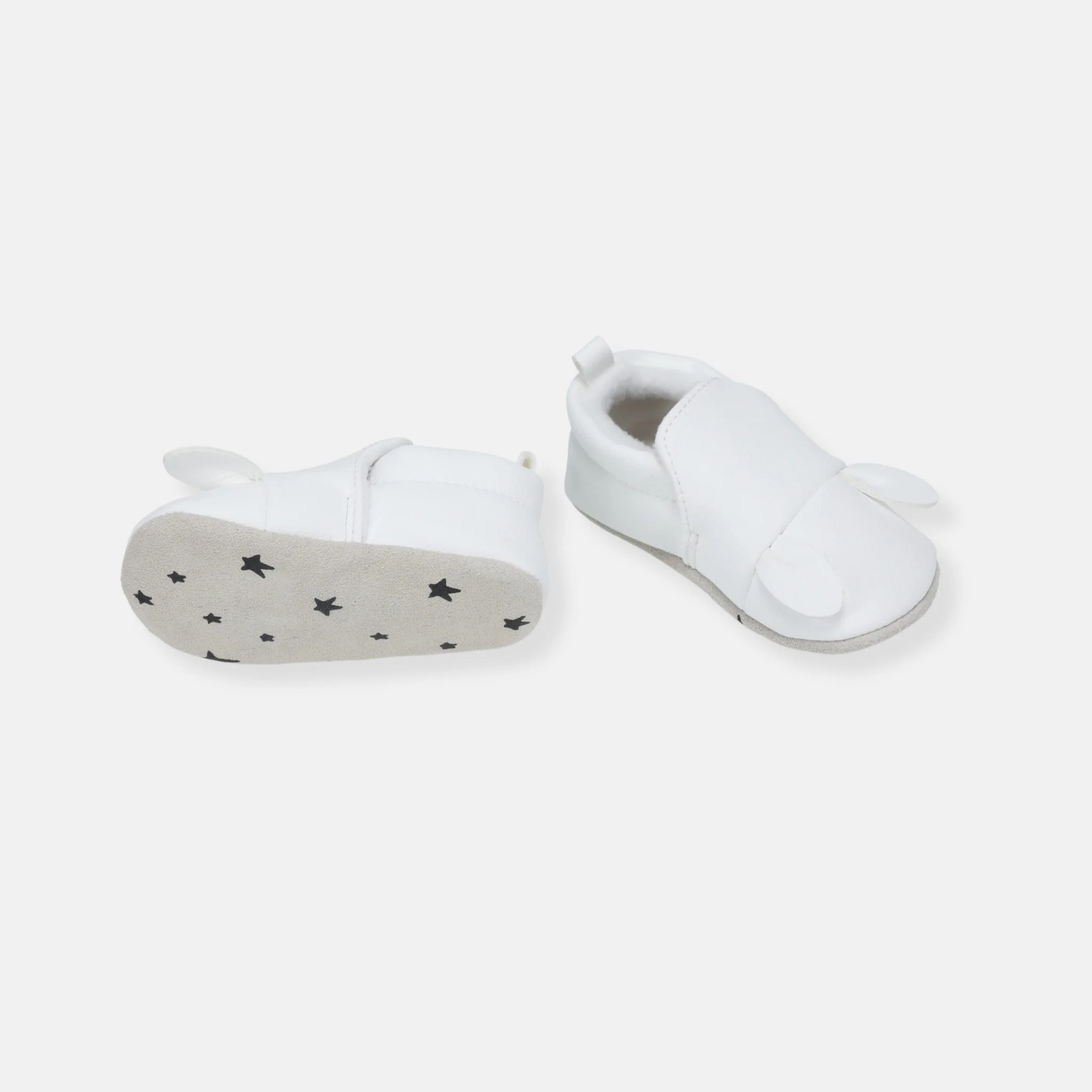 rise little earthling Bear Slide Ons Antique White 18-24m