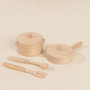 Coco Village Wooden Pots and Pans Playset (6 Pcs)