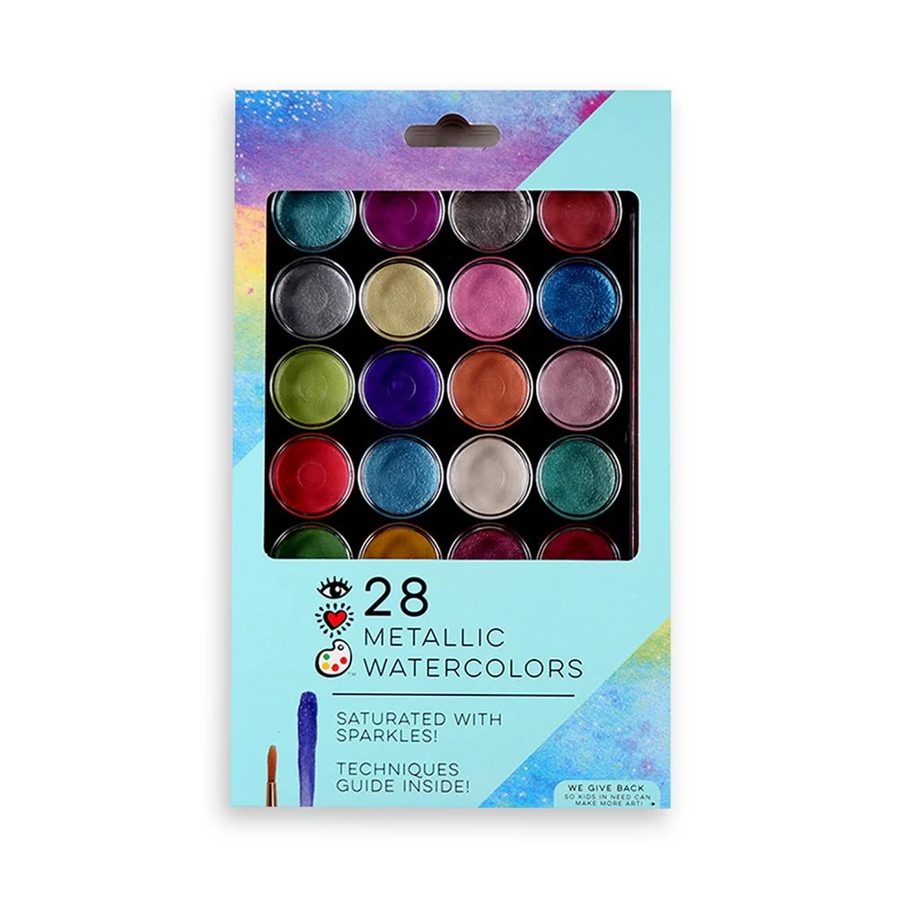 Bright Stripes iHeartArt 28 Metallic Watercolors