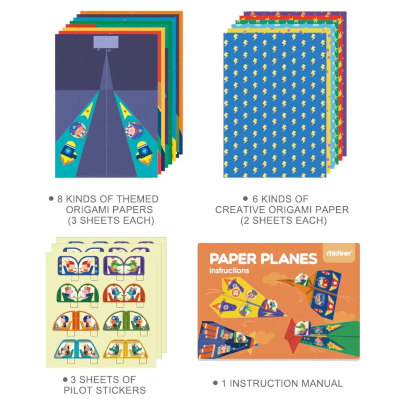 Mideer Origami Kit for Kids - Paper Planes - Image 3