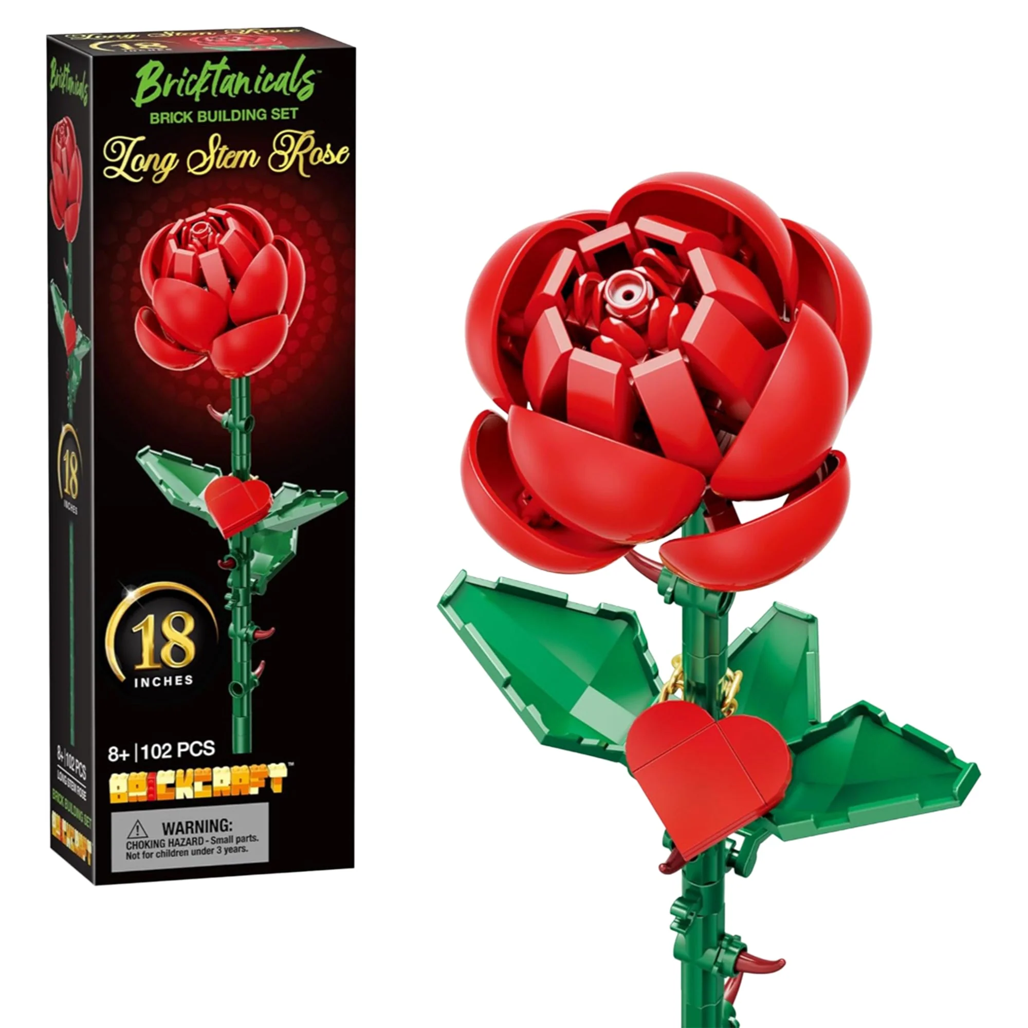 Brick Craft Bricktanicals For Brick Lovers Red Rose - 102 Pieces