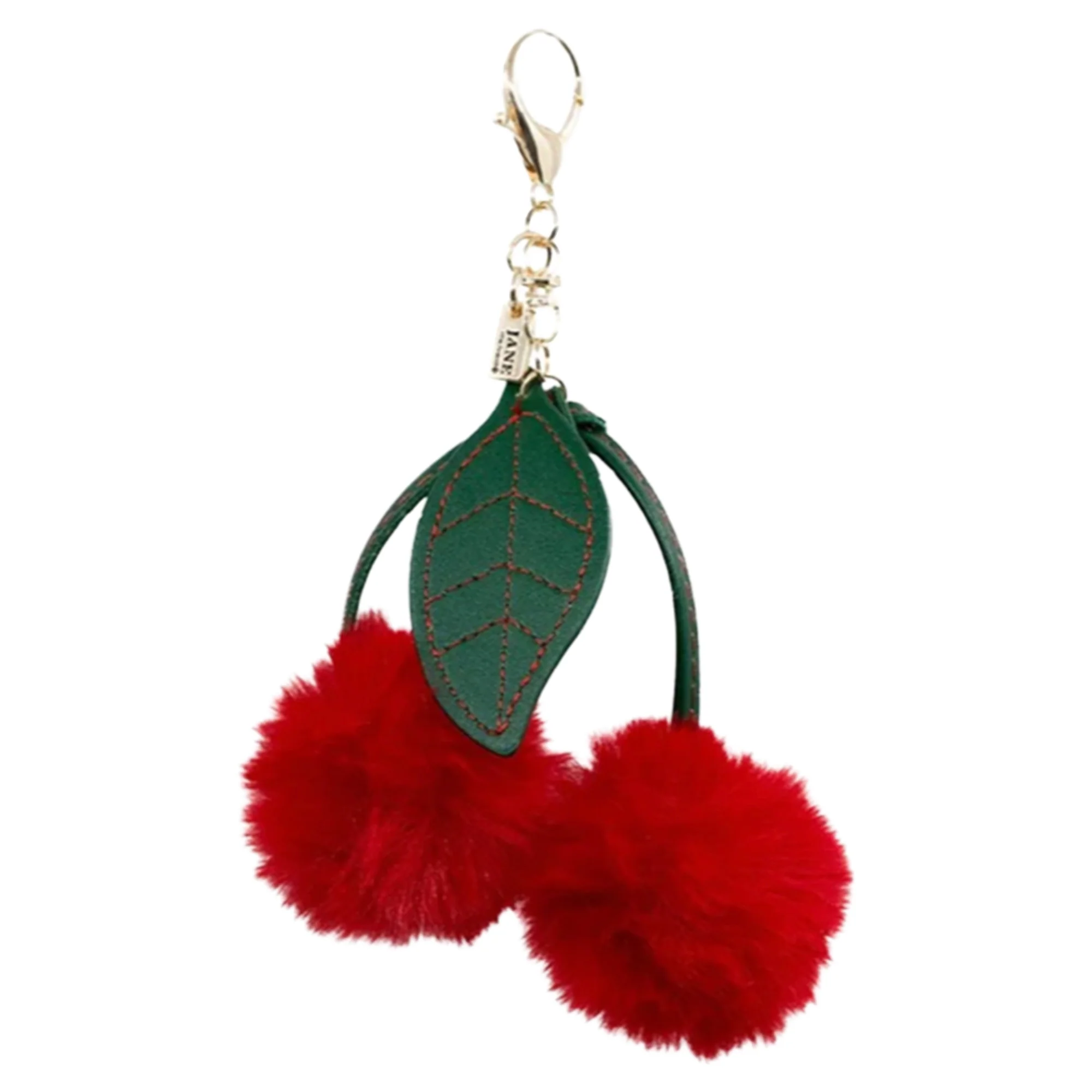 Jane The Brand Faux Fur Pom Cherry Bag Charm in Red - Image 2