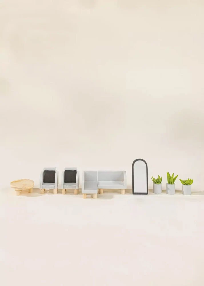 Coco Village Wooden Doll House Living Room Furniture (10pcs) - Image 3