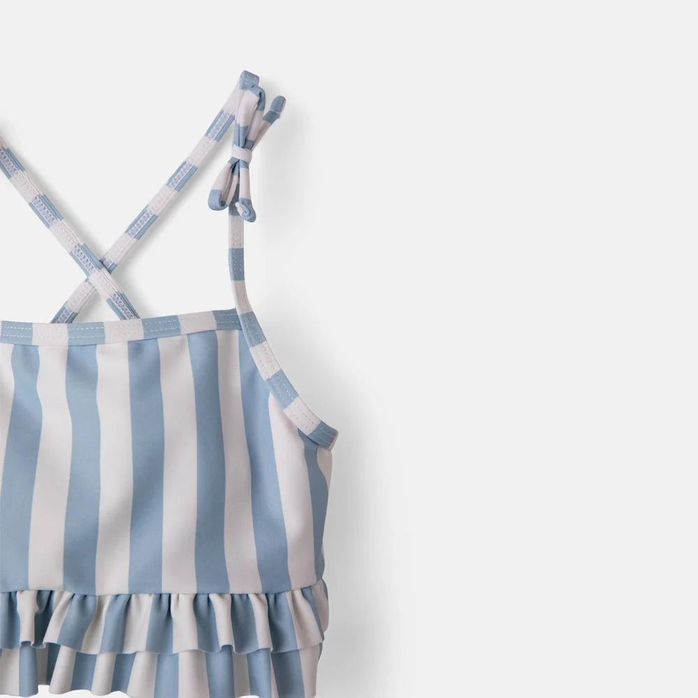 rise little earthling Ruffle Bow 2-pc Bathing Suit - Peach Gingham / 18-24m - Image 5